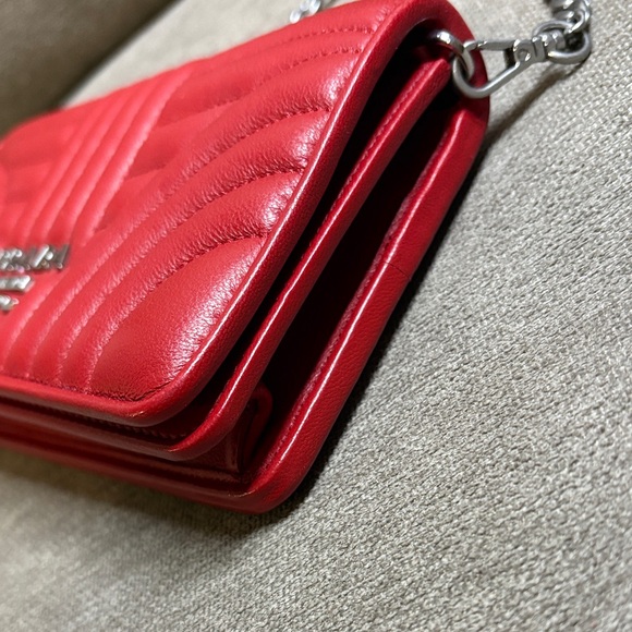 Prada Red Leather Diagram Wallet on Chain - Picture 6 of 9